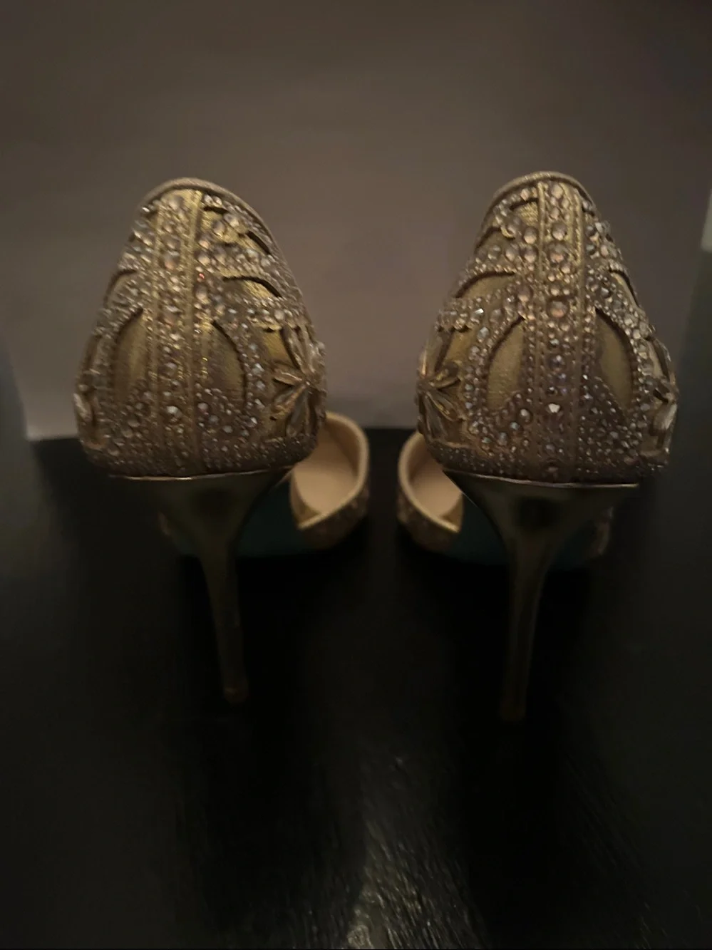 Betsey Johnson Gold Beaded Pointed Toe Pumps